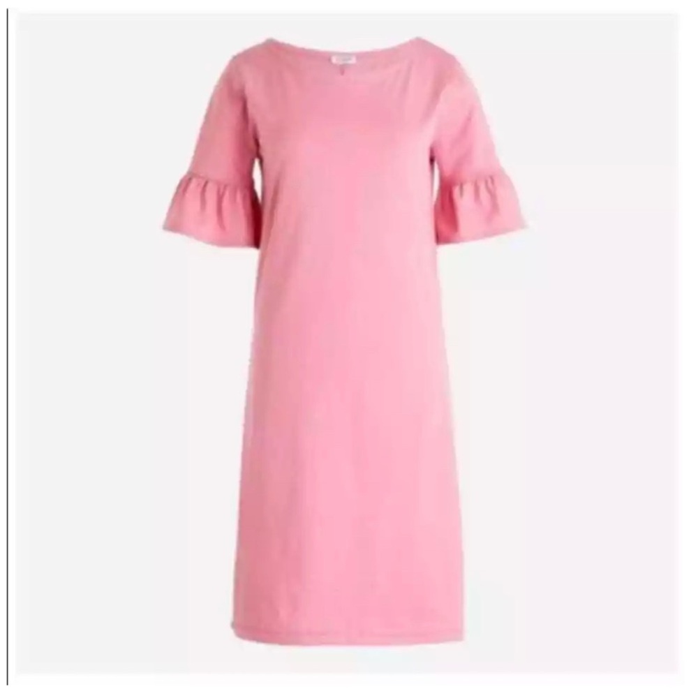 J Crew Factory Ruffle Sleeve Pink T-Shirt Knee Length Dress